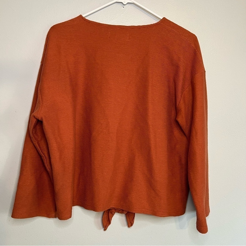 Texture & Thread Madewell Women Sz L Sweatshirt Burnt Orange Front Tie V Neck - Picture 12 of 12